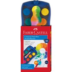 Faber-Castell - Estuche acuarelas Connector, azul, 12 colores + blanco opaco