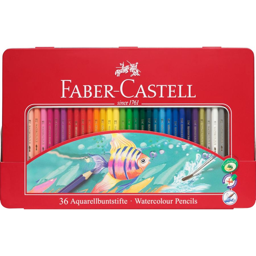 Faber-Castell - Lápiz acuarelable Classic Colour, estuche metal, 36 piezas
