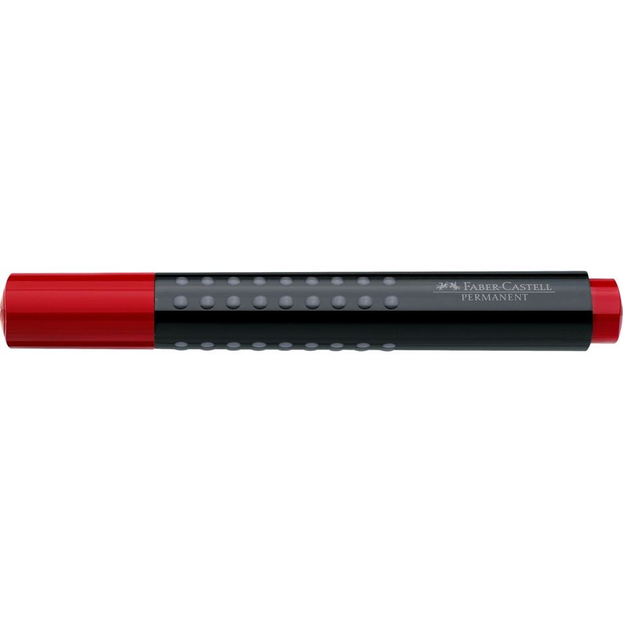 Faber-Castell - Marcador Grip permanente, punta biselada, rojo