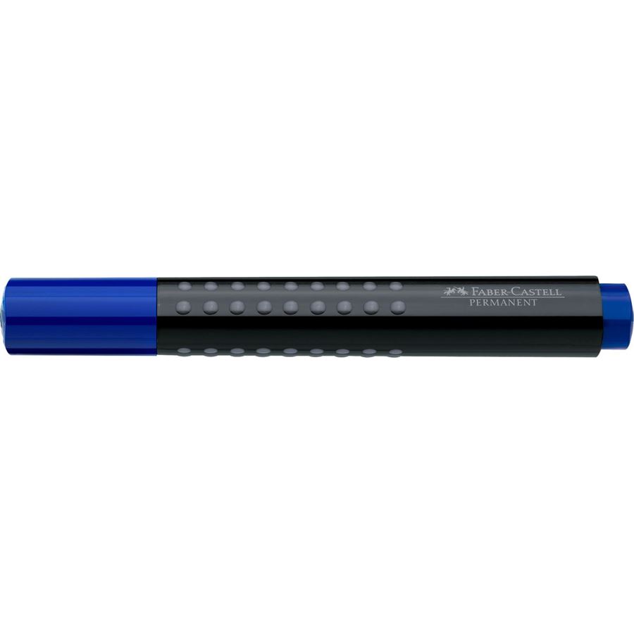 Faber-Castell - Marcador Grip permanente, punta biselada, azul