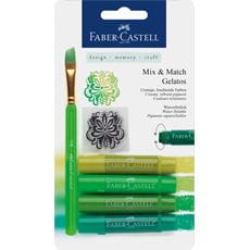 Faber-Castell - Ceras acuarelables Gelatos tonos verdes, 6 piezas
