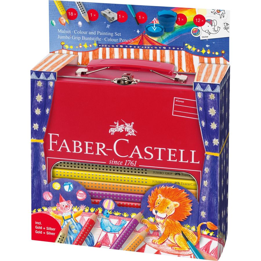 Faber-Castell - Lápiz de color Circo, estuche de metal, 33 piezas