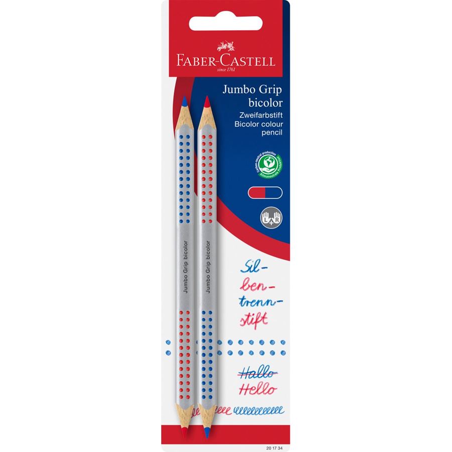 Faber-Castell - Blíster con 2 lápices bicolores Jumbo Grip