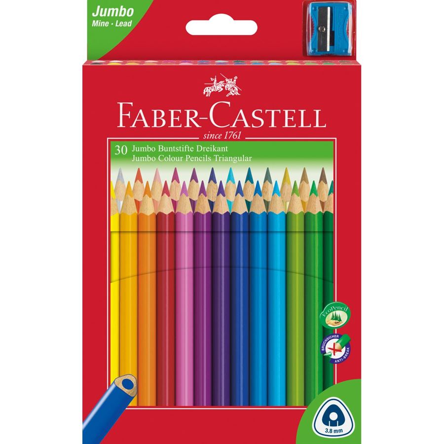 Faber-Castell - Lápiz triangulares Jumbo Junior, estuche cartón, 30 piezas