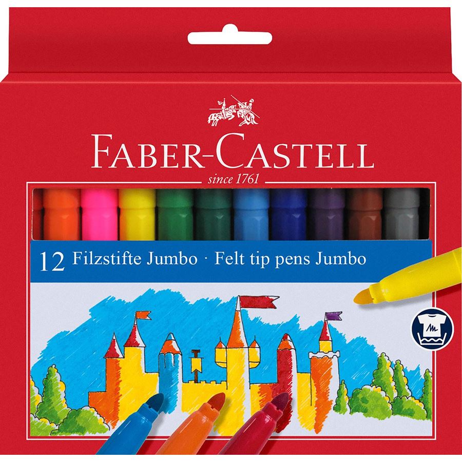 Faber-Castell - Rotulador Jumbo, estuche cartón, 12 piezas