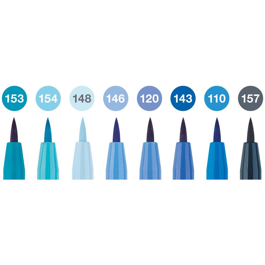 Faber-Castell - Estuche con 8 rotuladores Pitt Artist Pen Brush tonos azules