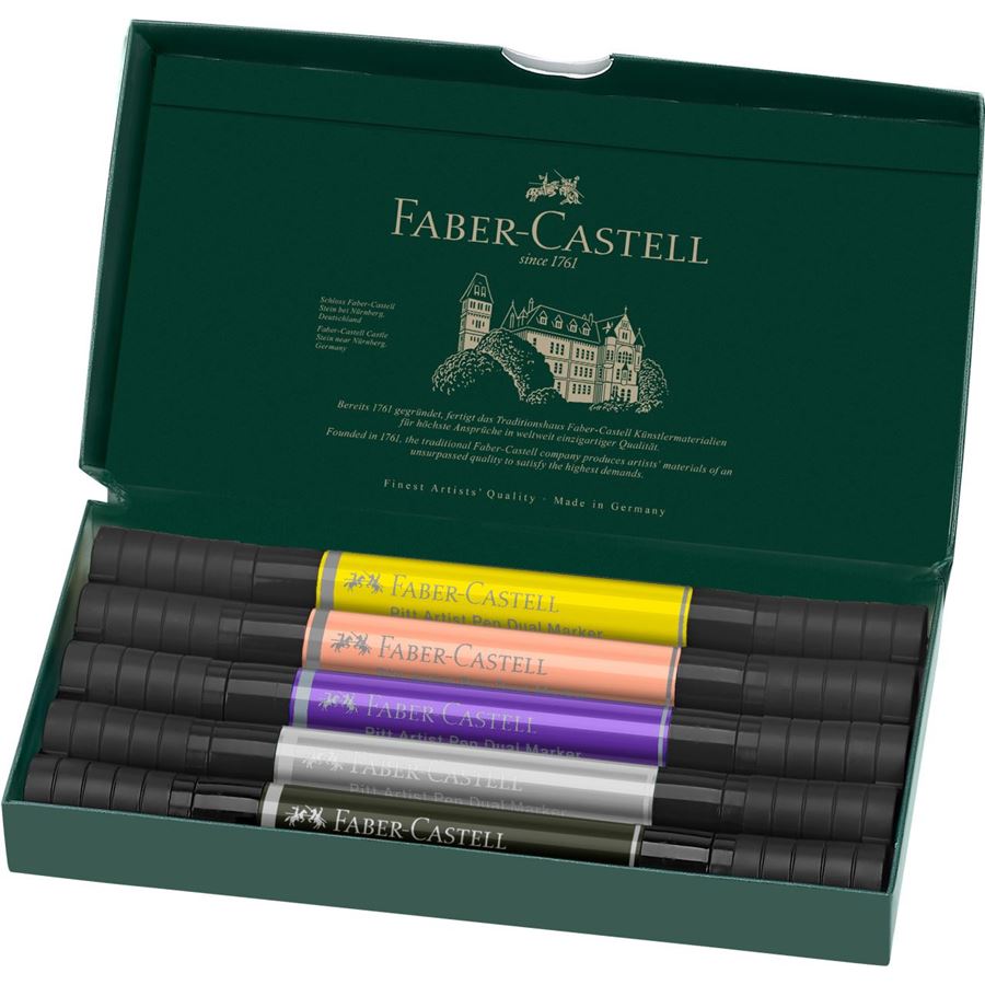 Faber-Castell - Pitt Artist Pen Dual Marker, Estuche de cartón c/5 Fashion