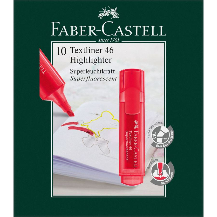 Faber-Castell - Marcador Textliner 46 superfluorescente, rojo
