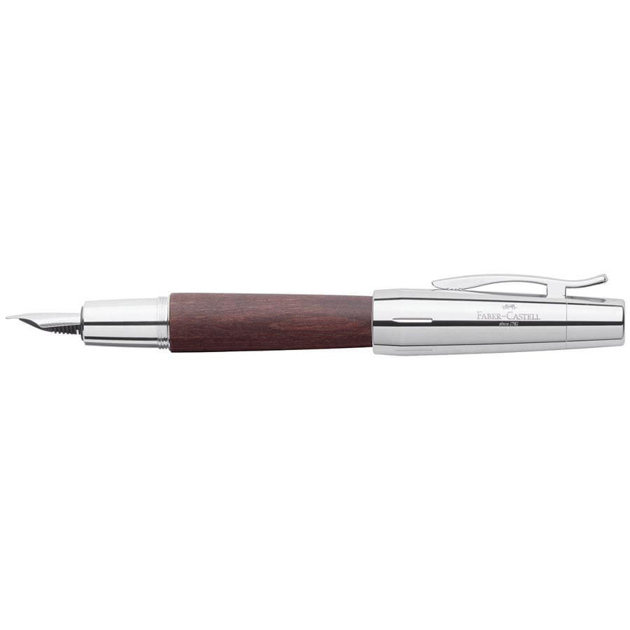 Faber-Castell - Pluma estilográfica e-motion madera peral, B, marrón oscuro