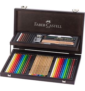 Faber-Castell - Estuche de madera Art & Graphic c/54 piezas de las 3 gamas