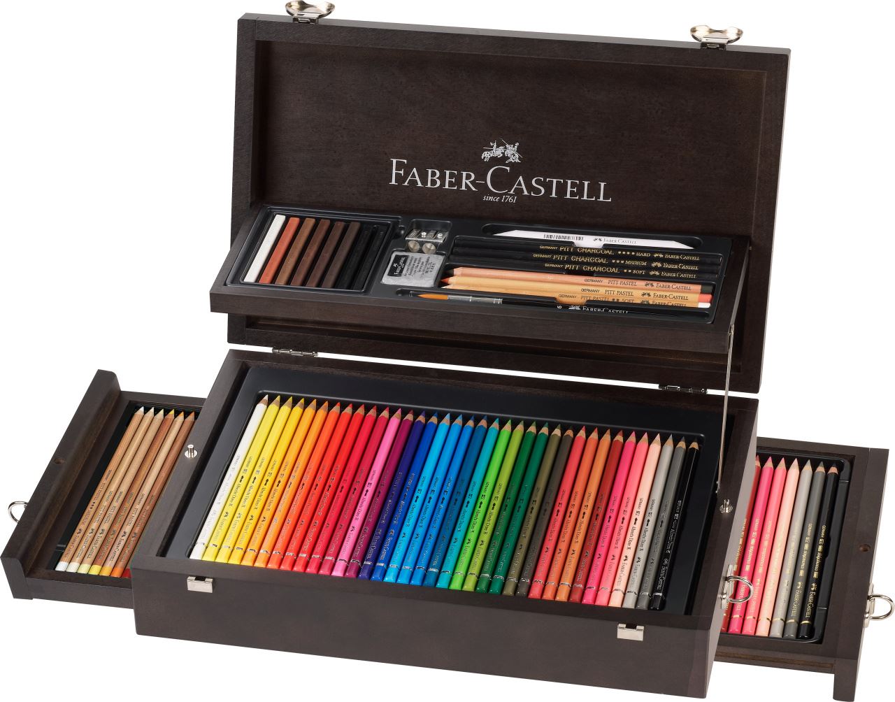 Faber-Castell - Estuche de madera Art & Graphic c/125 piezas de las 3 gamas