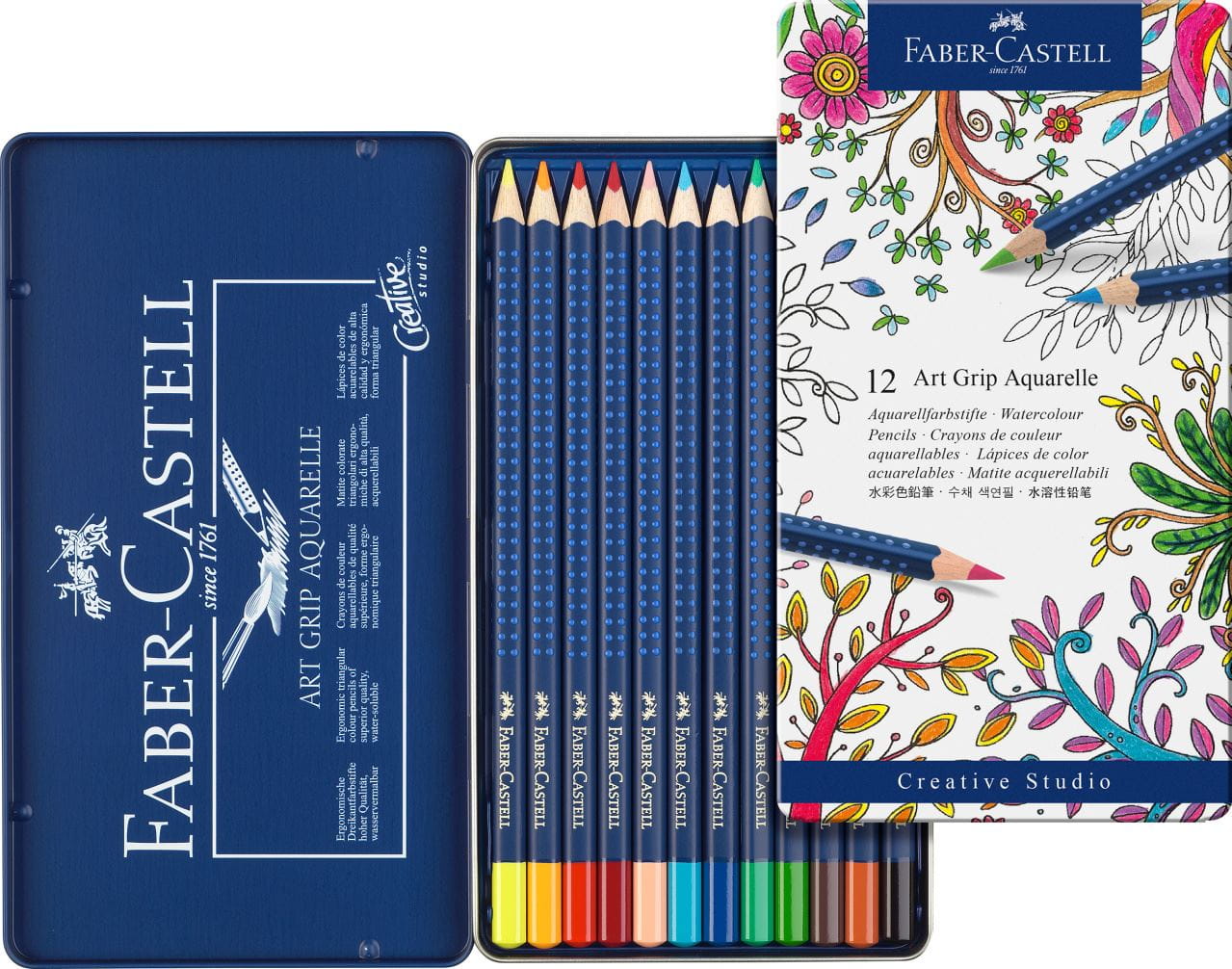 Faber-Castell - Lápiz de color Art Grip Aquarelle estuche x12
