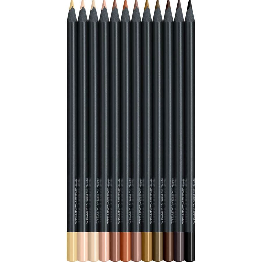 Faber-Castell - Lápices color Black Edition Tonos piel 12x