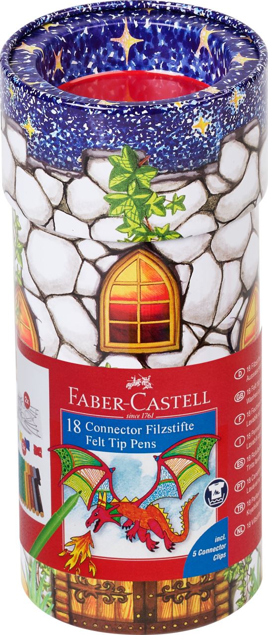 Faber-Castell - Rotulador Connector Castillo, cubilete de metal, 18 piezas