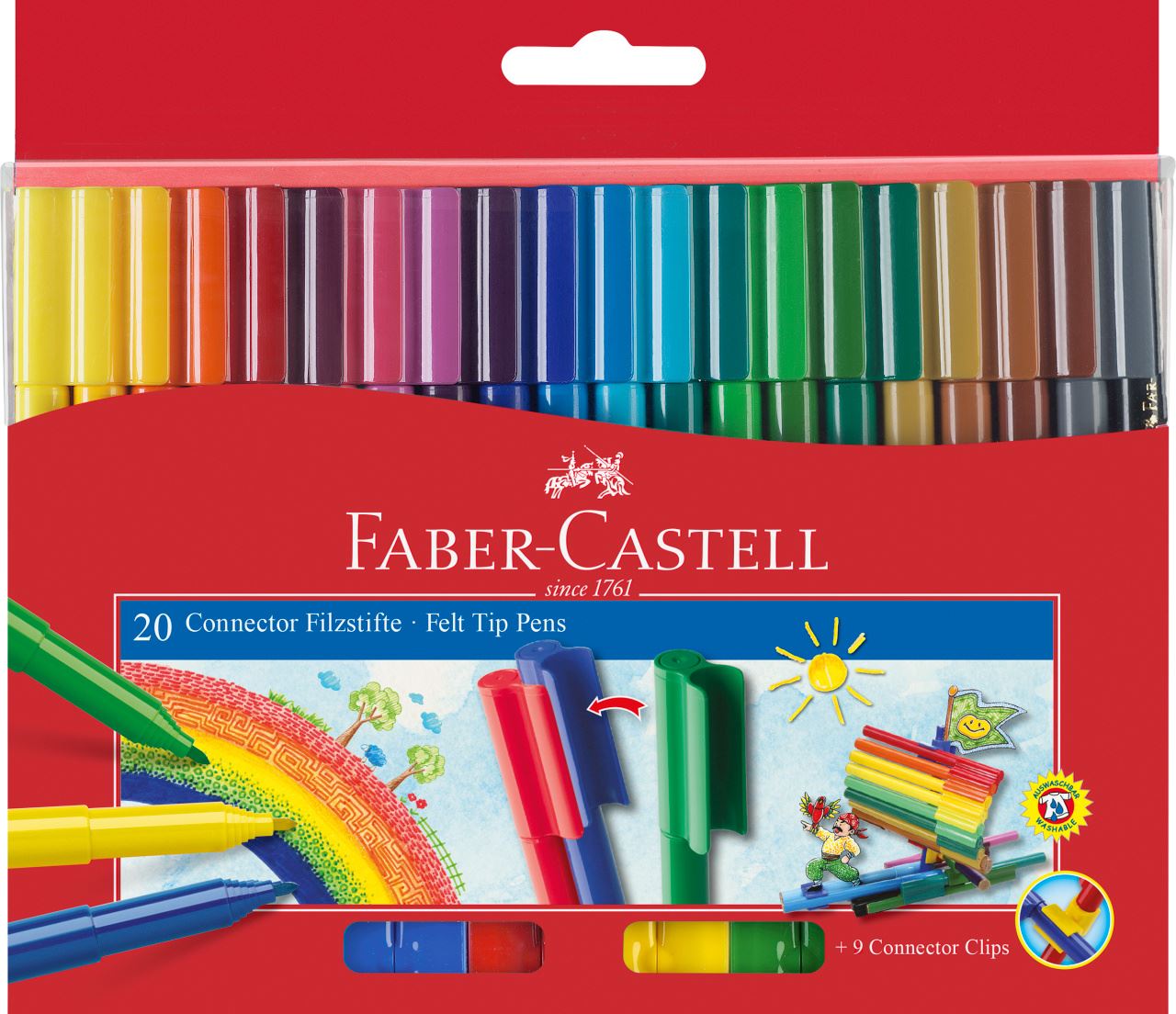 Faber-Castell - Rotulador Connector, estuche cartón, 20 piezas