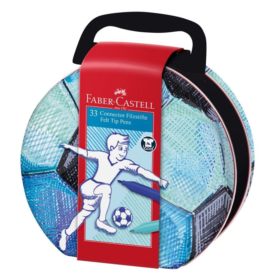 Faber-Castell - Marcadores Connector Maleta de fútbol lata x33