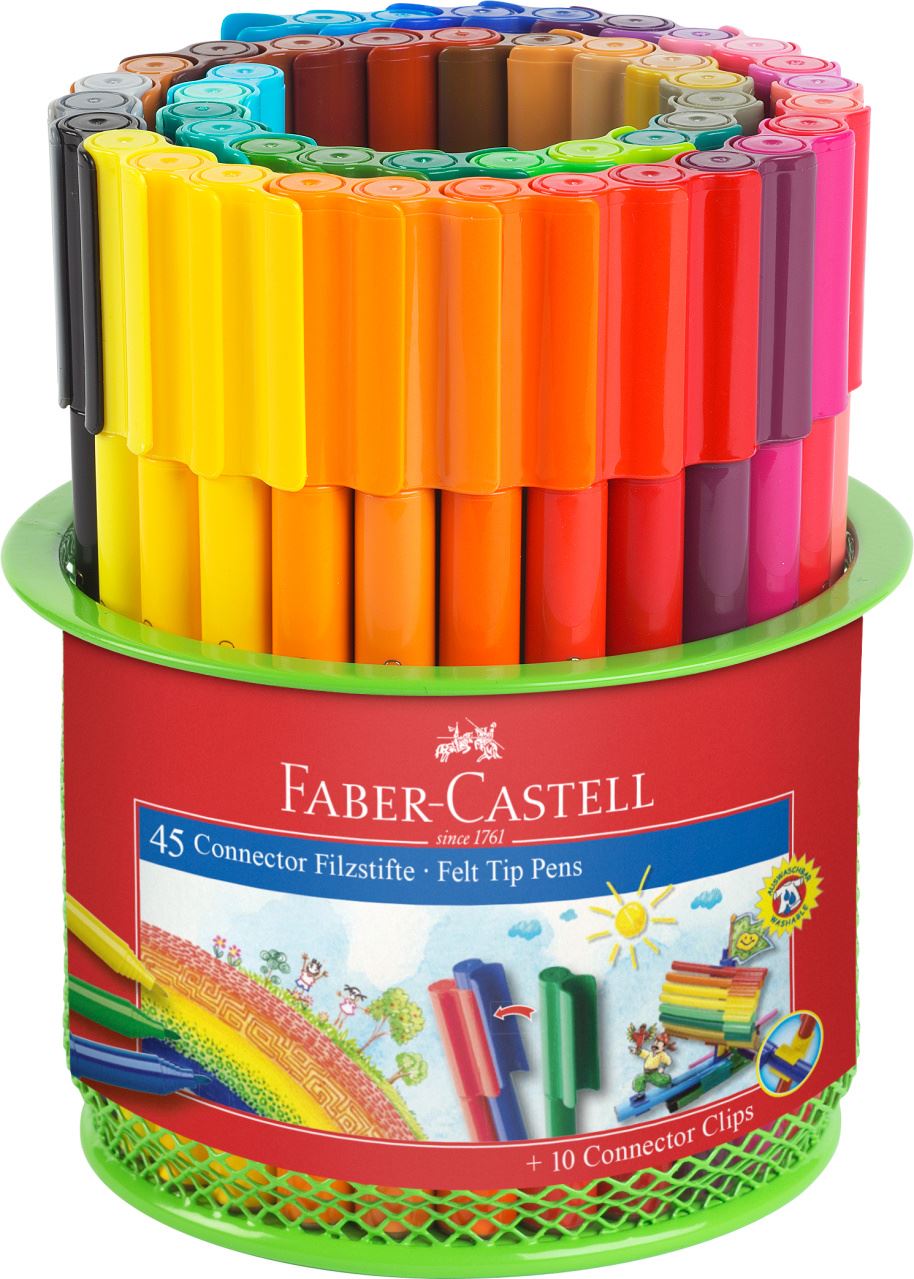 Faber-Castell - Rotulador Connector Cubilete, juego regalo, 55 piezas