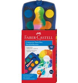 Faber-Castell - Estuche acuarelas Connector, azul, 12 colores + blanco opaco