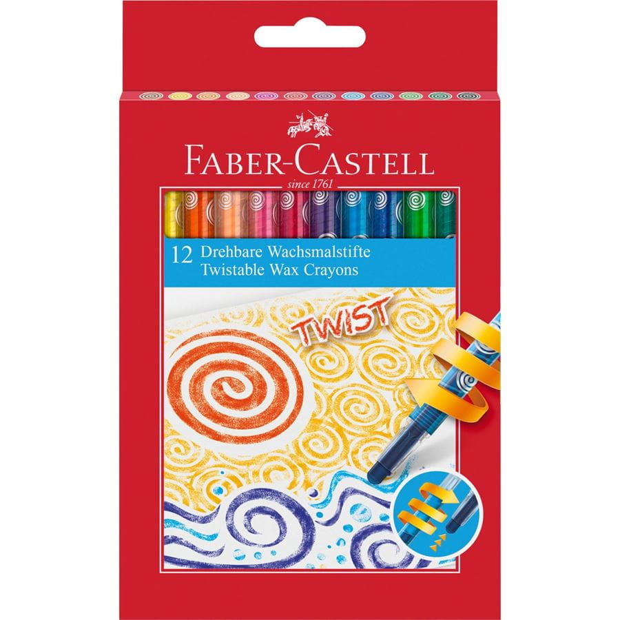 Faber-Castell - Cera ergonómica Jumbo Twist, estuche cartón, 12 piezas