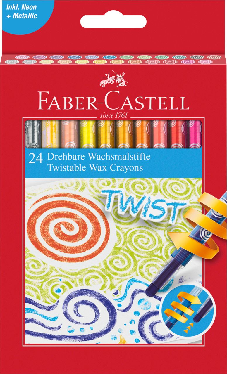 Faber-Castell - Estuche cartón con 24 ceras con mecanismo de medio giro
