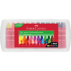 Faber-Castell - Estuche de plástico con 24 ceras Jumbo triangulares