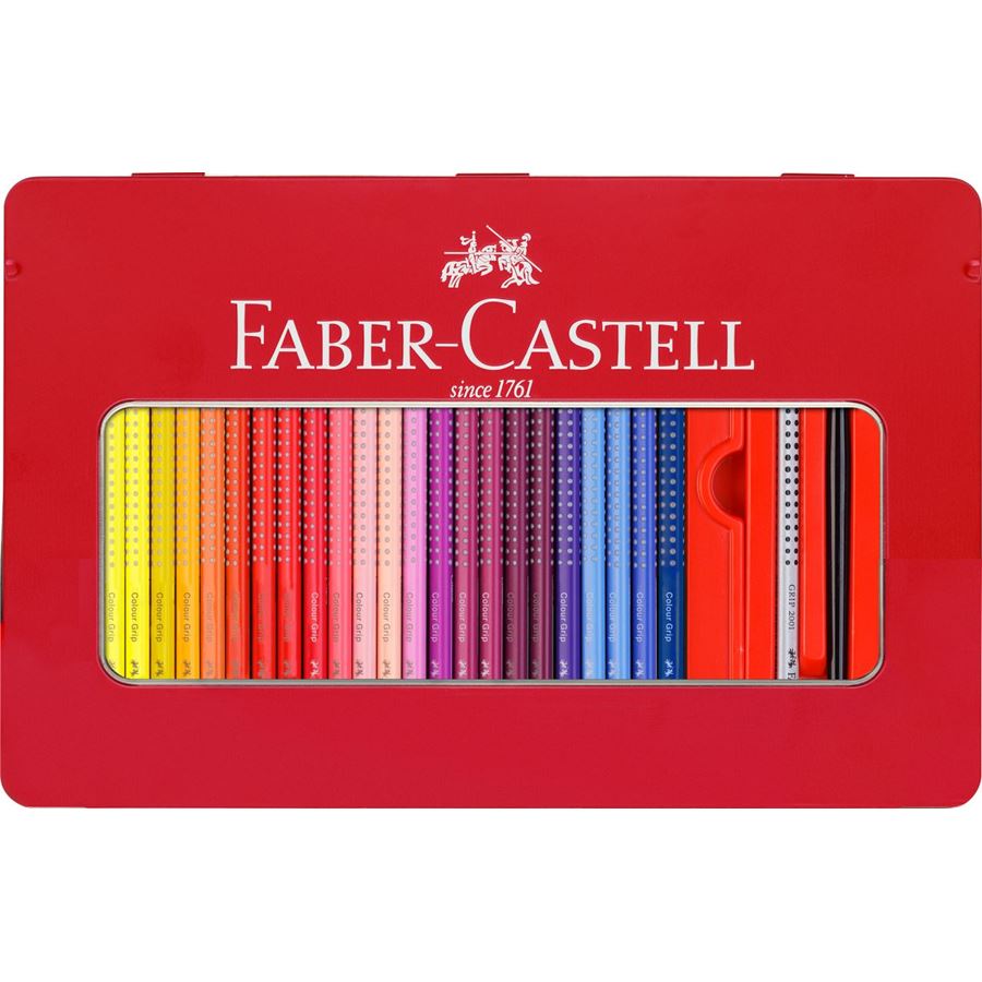 Faber-Castell - Lápiz de color Colour Grip, estuche de metal, 48 piezas