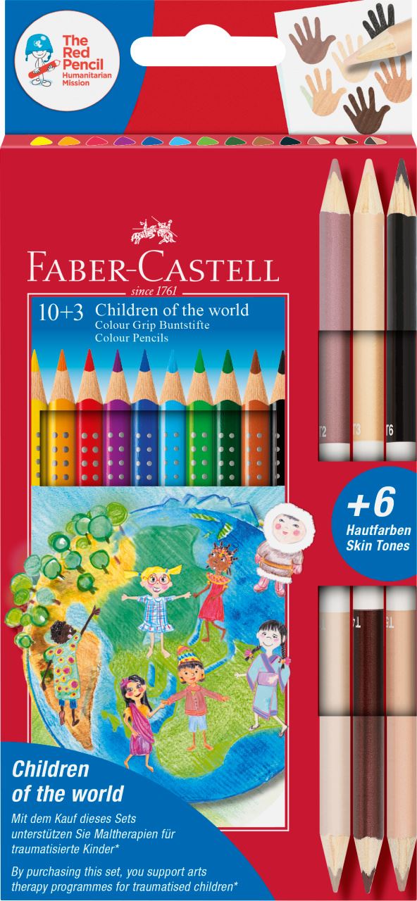 Faber-Castell - Estuche cartón Children of the World 10+3, lápices Grip