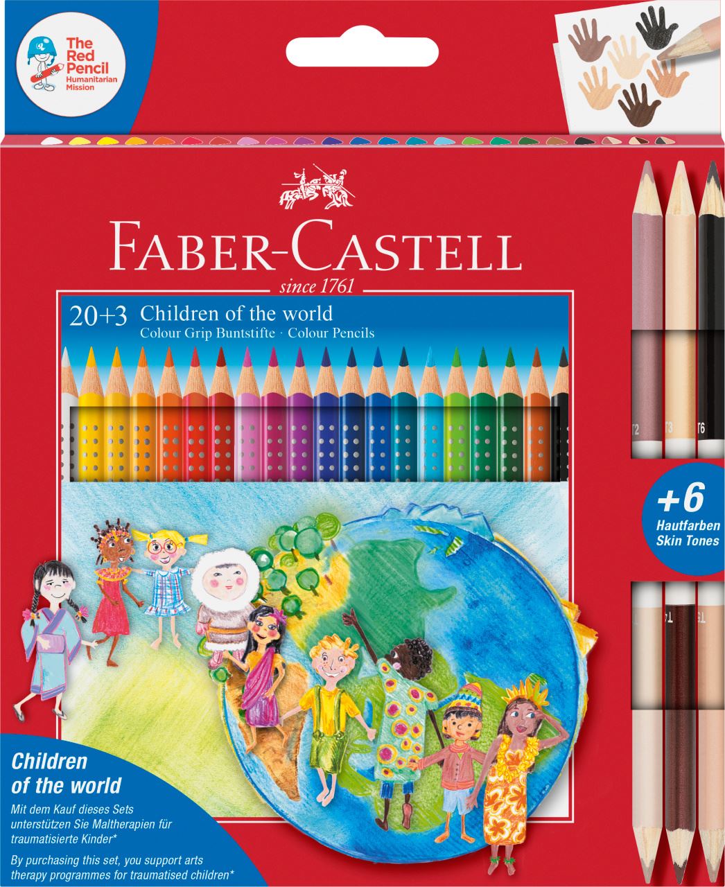 Faber-Castell - Estuche cartón Children of the World 20+3, lápices Grip