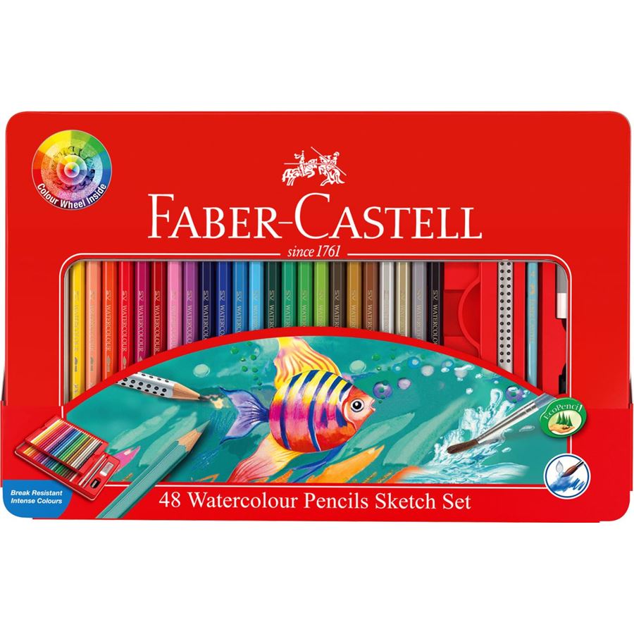 Faber-Castell - Estuche Metal con 48 lápices acuarelable