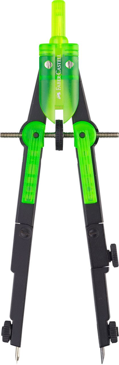 Faber-Castell - Compás de ajuste rápido, mecanismo de palanca, negro/verde