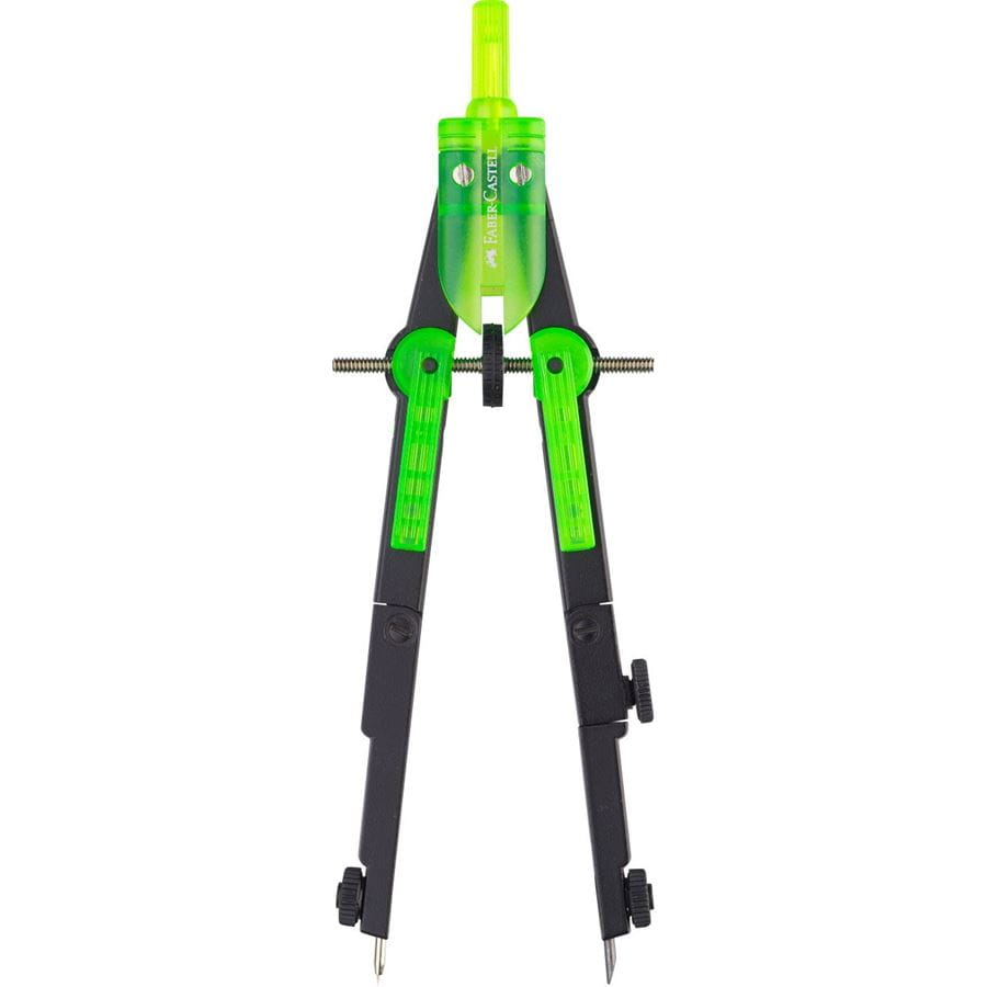Faber-Castell - Compás de ajuste rápido, mecanismo de palanca, negro/verde