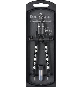 Faber-Castell - Compás de ajuste rápido Factory, negro cromado