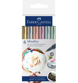 Faber-Castell - Metallics Marker, estuche de cartón, 6 colores