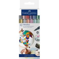 Faber-Castell - Metallics Marker, estuche de cartón, 12 colores