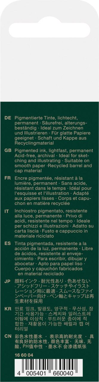 Faber-Castell - Estuche con 4 rotuladores calibrados Ecco Pigment, negro