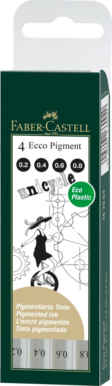 Faber-Castell - Estuche con 4 rotuladores calibrados Ecco Pigment