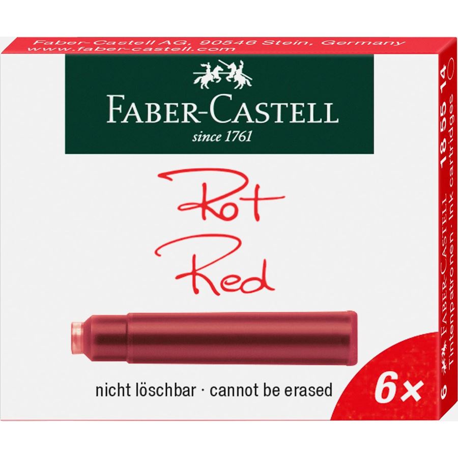 Faber-Castell - Cartuchos de tinta, estándar, 6x rojo