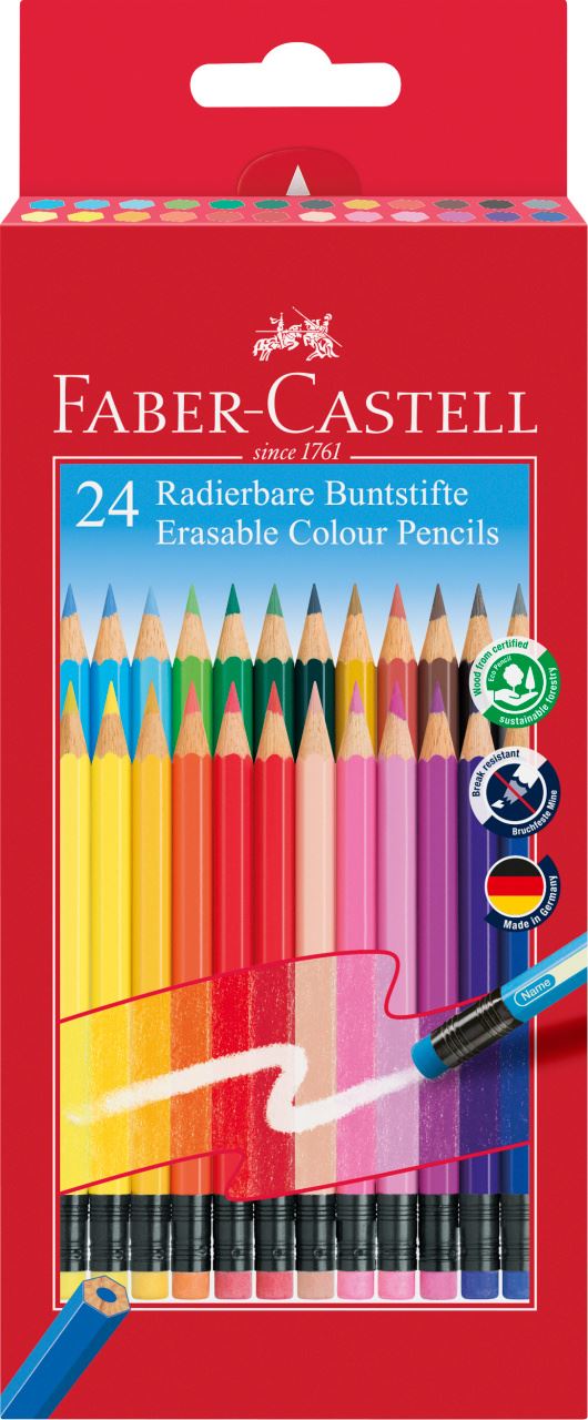 Faber-Castell - Lápiz borrables Classic Colour, estuche cartón, 24 piezas