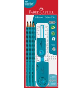 Faber-Castell - Lápiz Grip 2001 + accesorios, turquesa, blíster, 3 piezas