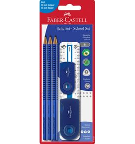 Faber-Castell - Lápiz Grip 2001 + accesorios, azul, blíster, 3 piezas