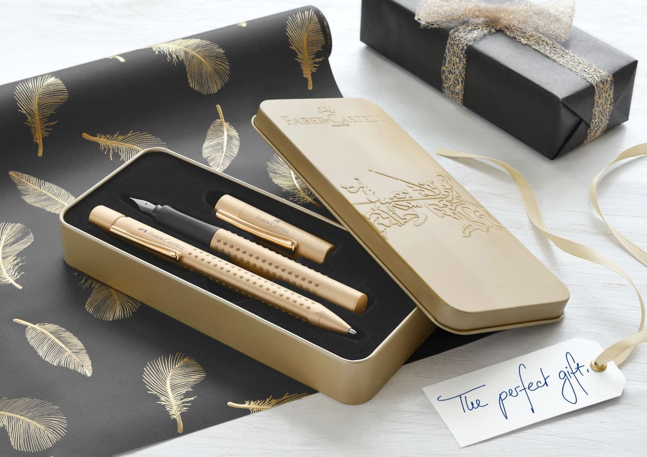 Faber-Castell - Grip Edition color oro, estuche regalo, 2 piezas