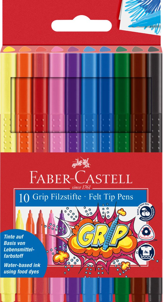 Faber-Castell - Rotulador Grip, caja de cartón, 10 piezas