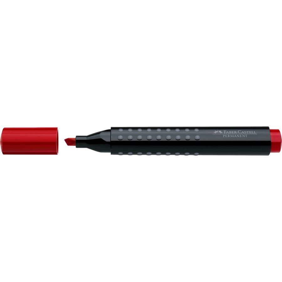 Faber-Castell - Marcador Grip permanente, punta biselada, rojo