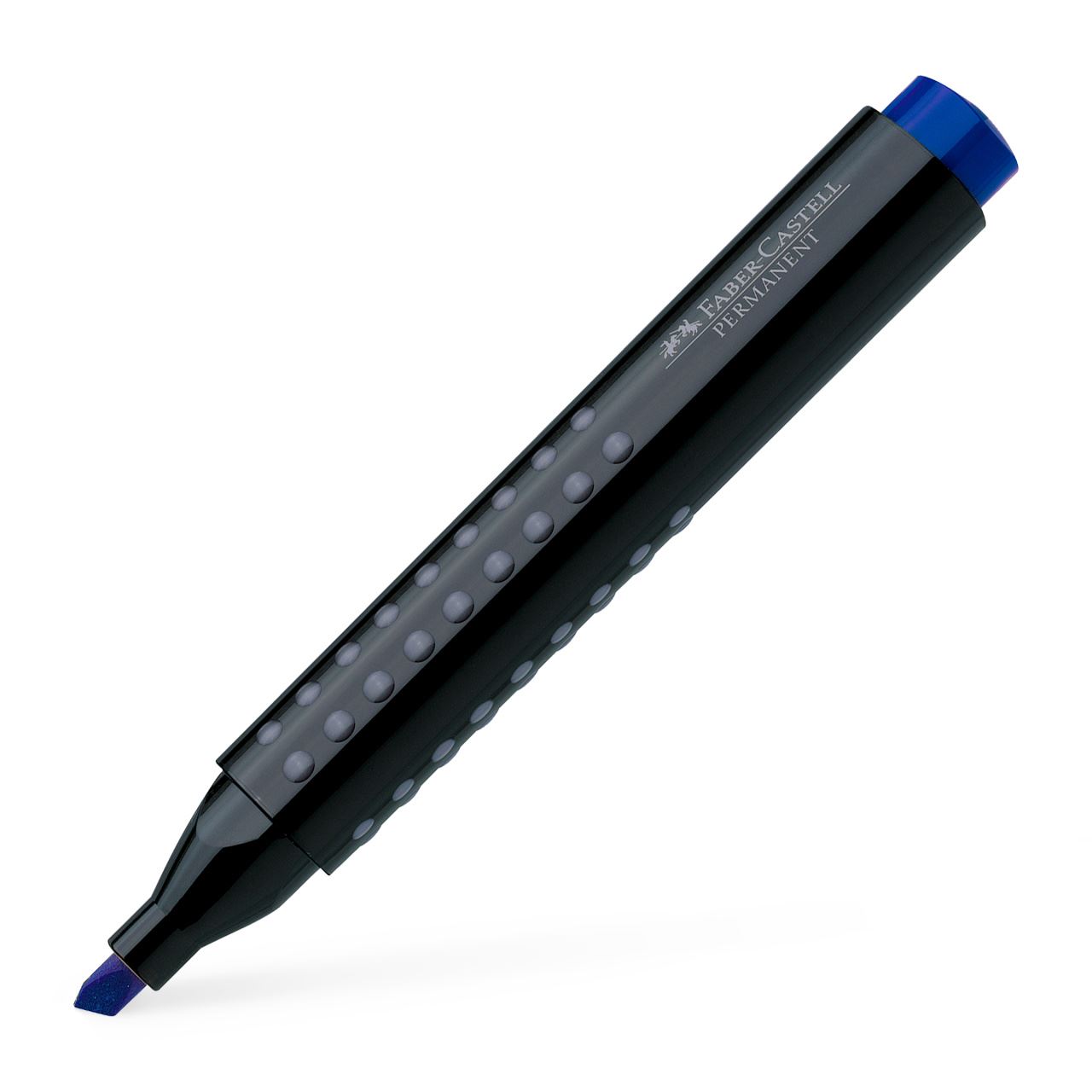 Faber-Castell - Marcador Grip permanente, punta biselada, azul
