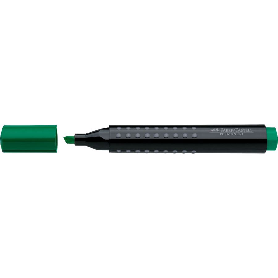 Faber-Castell - Marcador Grip permanente, punta biselada, verde