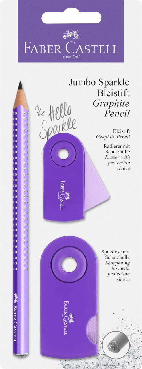 Faber-Castell - Lápiz Jumbo Sparkle, blíster, púrpura perlado, 3 piezas