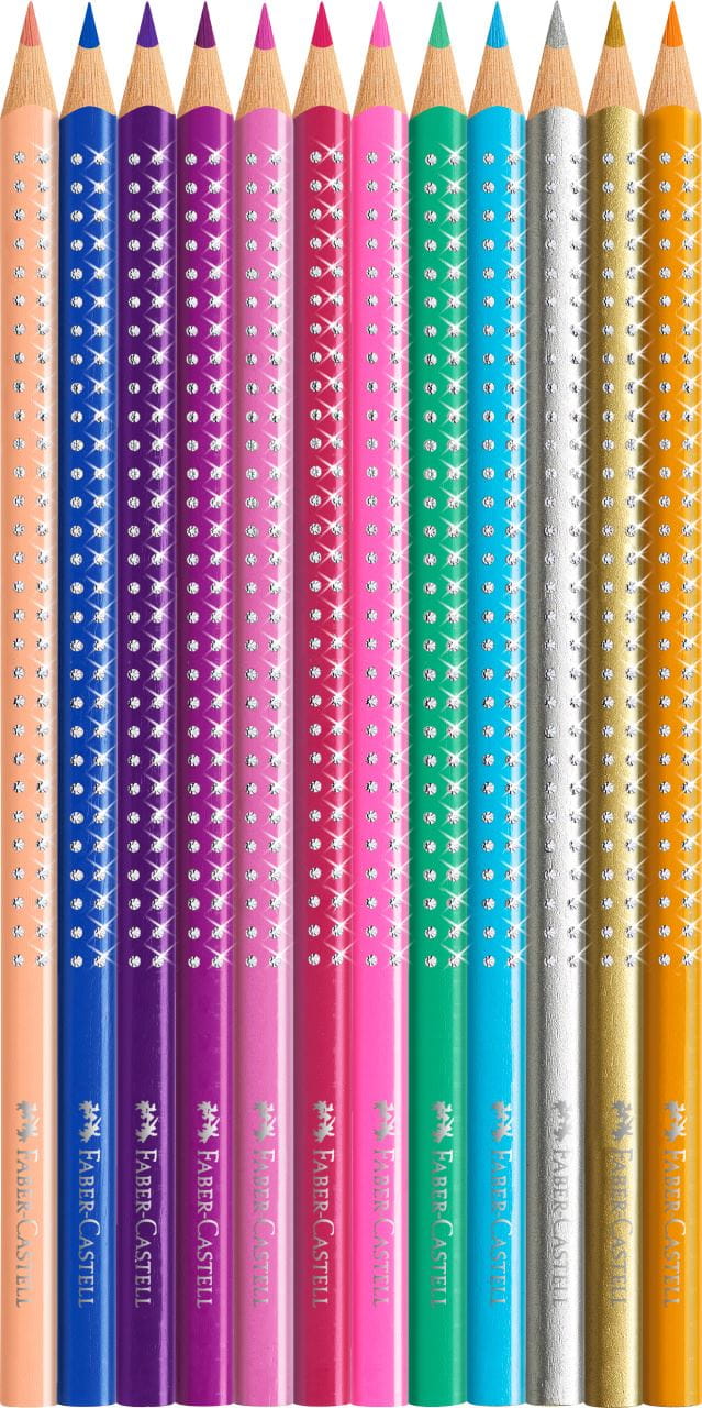 Faber-Castell - Estuche metálico con 12 lápices de color Sparkle