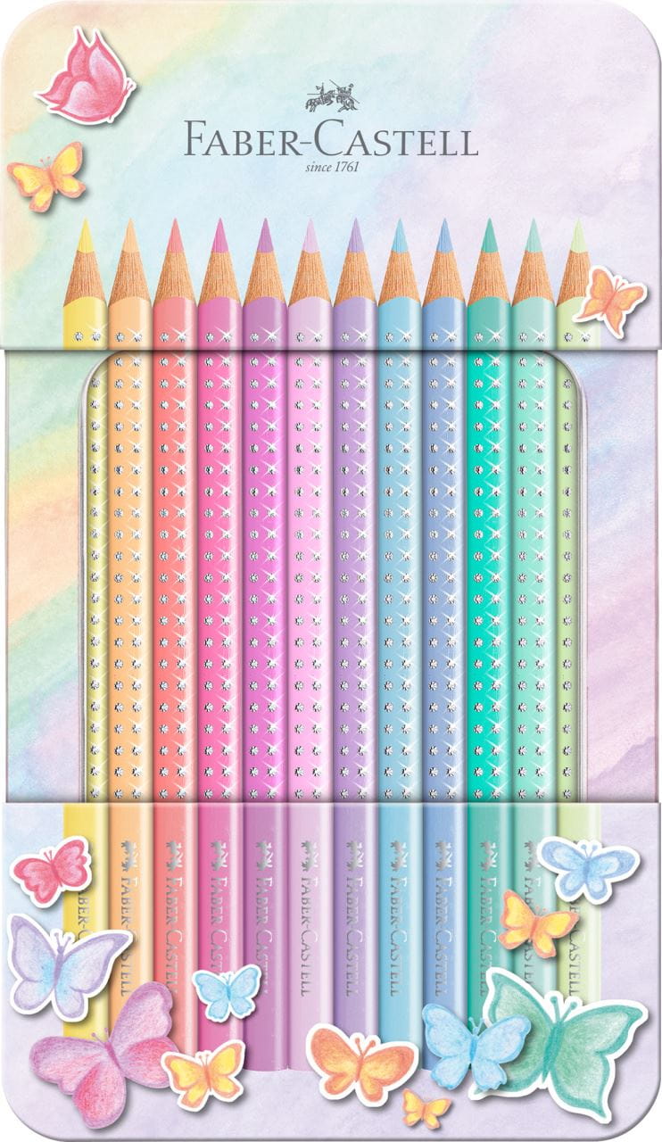 Faber-Castell - Estuche metálico con 12 lápices de color
