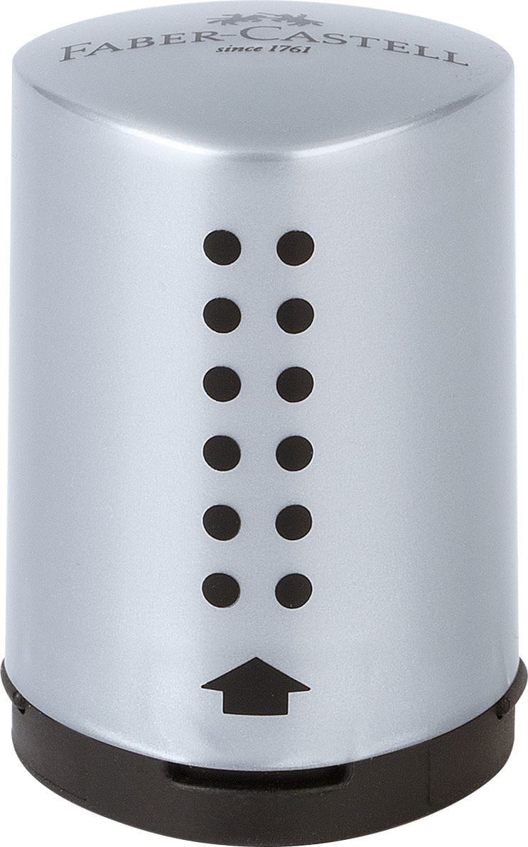 Faber-Castell - Afilalápices con depósito Grip Mini, metálico plateado