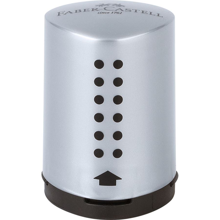 Faber-Castell - Afilalápices con depósito Grip Mini, metálico plateado